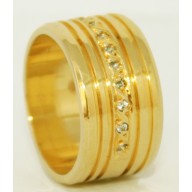 Aliança em Ouro Amarelo 18k Personalizado com 10 brilhantes na feminina.